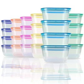 SCANDINOVIA - 25 oz Food Storage Containers with Lids - 24 sets - Dry & Hot Plastic Meal Prep - BPA Free Bento Box - Dishwasher, Microwave and Freezer Safe Stackable Clear Rectangle Bowls