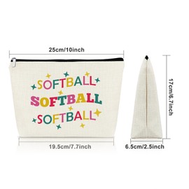Sazuwu Softball Gifts for Girls Makeup Bag Inspirational Gifts for Softball Players Cosmetic Bag Softball Themed Gifts for Coach Graduation Christmas Birthday Present Travel Pouch