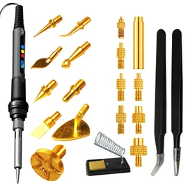 3D Printing Smoothing Tool Kit, 21PCS 3D Print Tools Set with 60W Soldering Iron, 7 Sizes Heat-Set Nuts, 9 Brass Tips, 2 Tweezers – 3D Pen Kit, Electric Connector Cleaning Leveling Tool for 3D Printer