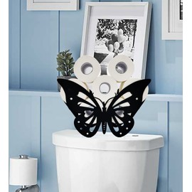 Euiroet Black Butterfly Toilet Tissue Holder,Animal Paper Holders,Decorative Metal Paper Holder,Funny Toilet Paper Storage for Bathrooms,FreeStanding Metal Toilet Paper Organizer Hold Extra 8 Rolls