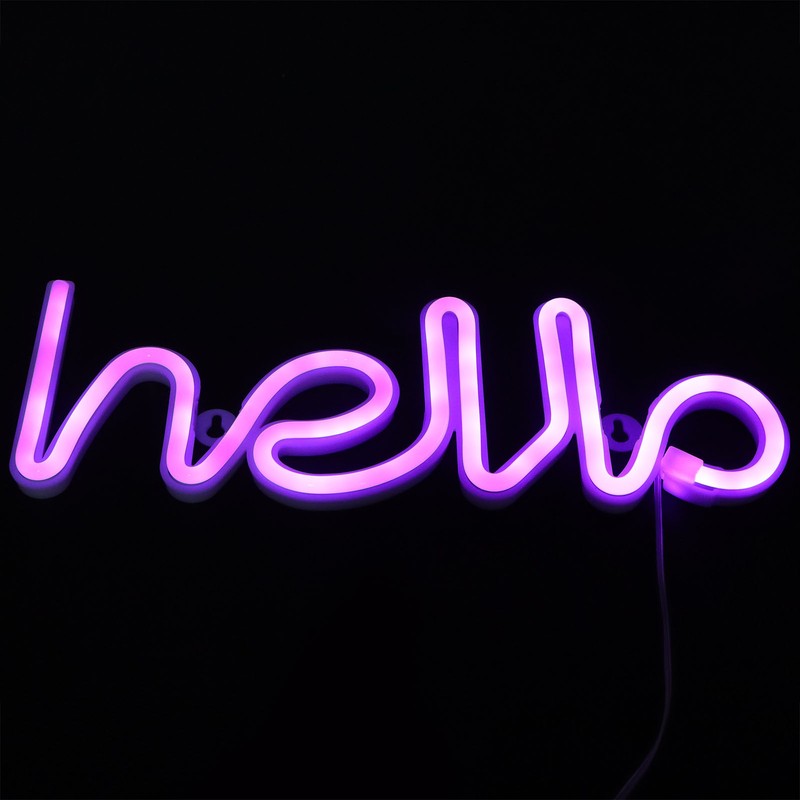 LED Neon Sign Hello Letters Neon Light Wall Decor for
