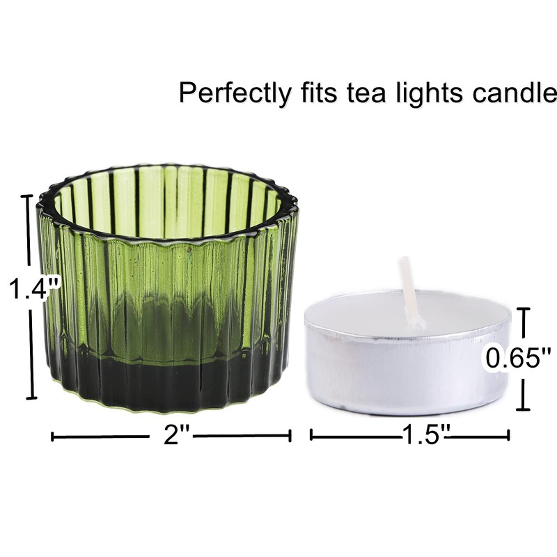 VOHO Green Tealight Candle Holder Set of 12, Glass Candle