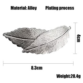 Vintage Leaf Hair Clip Barrette Silver Metal Hair Clip Alloy Leaf Hair Clip Minimalist Leaf Clip Barrette Hair Accessories for Women and Girls (Silver)