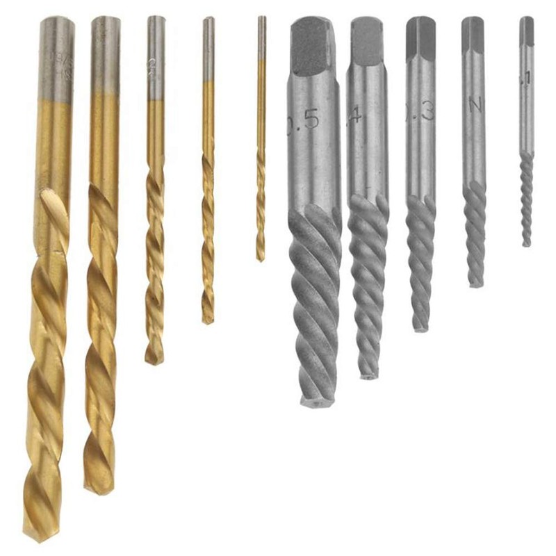 YUMILI 10 Piece Screw Extractor and Left Handed Cobalt Drill