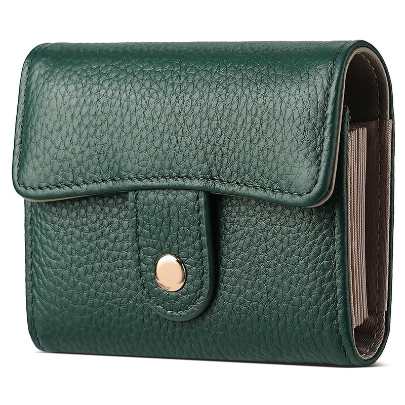 GOIACII Women's Credit Card Holder RFID Blocking Genuine Leather Dark