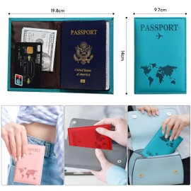 SJDOFU Passport Holder, Pack of 4 Travel Wallet for Bank Cards, Credit Cards, Passports, Travel Documents, Wallet Organiser (Pink, Red, Blue, Peacock Blue)