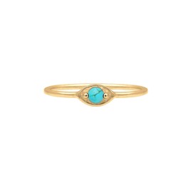 Elli Women's Genuine Jewellery Ring Evil Eye Talisman Symbol with Howlite Gemstone in 925 Sterling Silver Gold-Plated, 58, Sterling Silver, Howlite