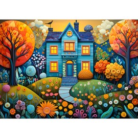 Chalzidar Jigsaw Puzzles for Adults 1000 Pieces, Interlock Perfectly Letter on Back No Dust, Home Decor Birthday Party Gift Toy for Men Women Elders Seniors, 1:1 Poster - Color House