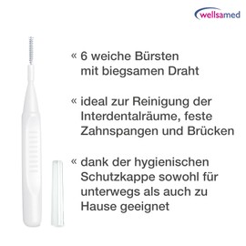 wellsamed Travelbrush Pack of 6 Interdental Brushes, ISO 0: 0.4 mm, Brush Size: 1.7 mm/XXXX Fine for Effective Cleaning of Interdental Spaces