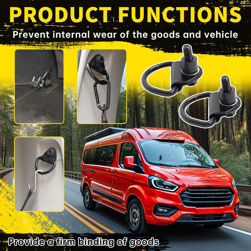 KUAFU 2Pcs Cargo D-Hooks Compatible with 2015-2024 Ford Transit 150