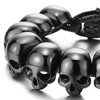 COOLSTEELANDBEYOND Mens Black Stainless Steel Large Skull Link Bracelet Biker