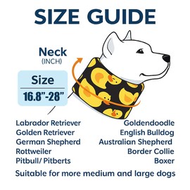 LovinPet Adjustable Dog Recovery Collar for Medium & Large Breeds, Soft Neck Cushion for Lick Prevention, Post-Surgery Comfort & Wound Care, Fits Most Dogs, Yellow Duck Print,Black