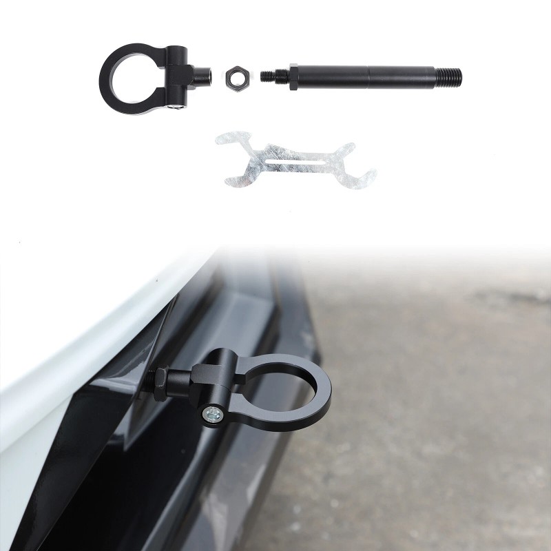 carpart2021 Black Alloy Track Racing Aluminum Tow Hook Ring For