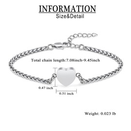 VCCWYQK Cremation Bracelet for Ashes for Women, Stainless Steel Heart Memorial Urn Bracelet Bangle Cremation Keepsake Jewelry for Ashes (E-Silver)