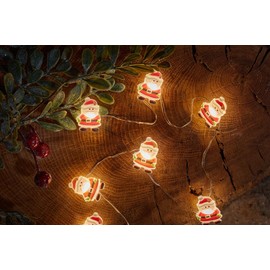 Smart Garden Christmas Santa String Lights Set of 20 - Warm White LEDs - Indoor Use - 1.9 Metre - Auto Timer Function - Christmas Decoration, Festive Lights Décor