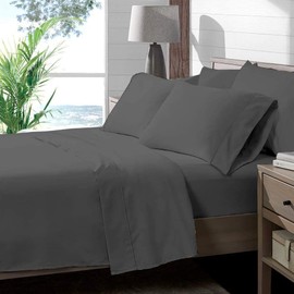 Way Fair 4 Piece Sheet Set 42" x 80" Size Dark Grey Solid - 100% Egyptian Cotton, 600-Thread-Count Cooling Bed Sheets, 15 Inch Deep Pocket of Fitted Sheet, 42x80 Bunk Size Cotton Bed Sheets Set