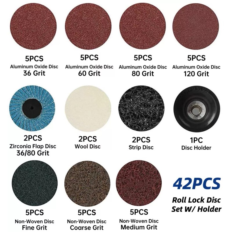 SATC 42PCS 2 in Roll Lock Sanding Disc Set 1/4