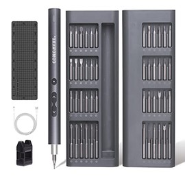 COMOWARE Mini Electric Screwdriver-50 in 1 Precision Small Electric Screwdriver Set for PC Building with LED Light & 48 bits, Magnetizer, Magnetic Mat, Handy Repair Tool for Phone Watch Camera