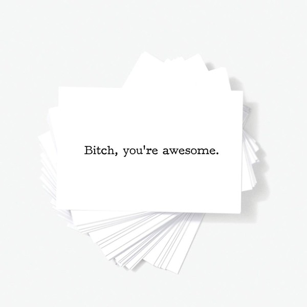 Motivational Positive Affirmation Mini Cards Bltch You're Awesome Encouragement Business Notecards 2"x3.5" Set of 20 Just Because Inspirational Love and Friendship Cards (BITCH YOU'RE AWESOME)