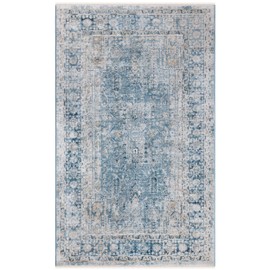 Safavieh Victoria Collection VIC997N Vintage Traditional Distressed Area Rug, 3' x 5', Blue / Ivory