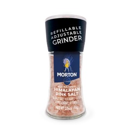 Morton Himalayan Pink Salt, Grinder (2.5 oz), 6-Pack, Refillable & Adjustable, All-Natural, Perfect for Cooking, Seasoning, and Finishing