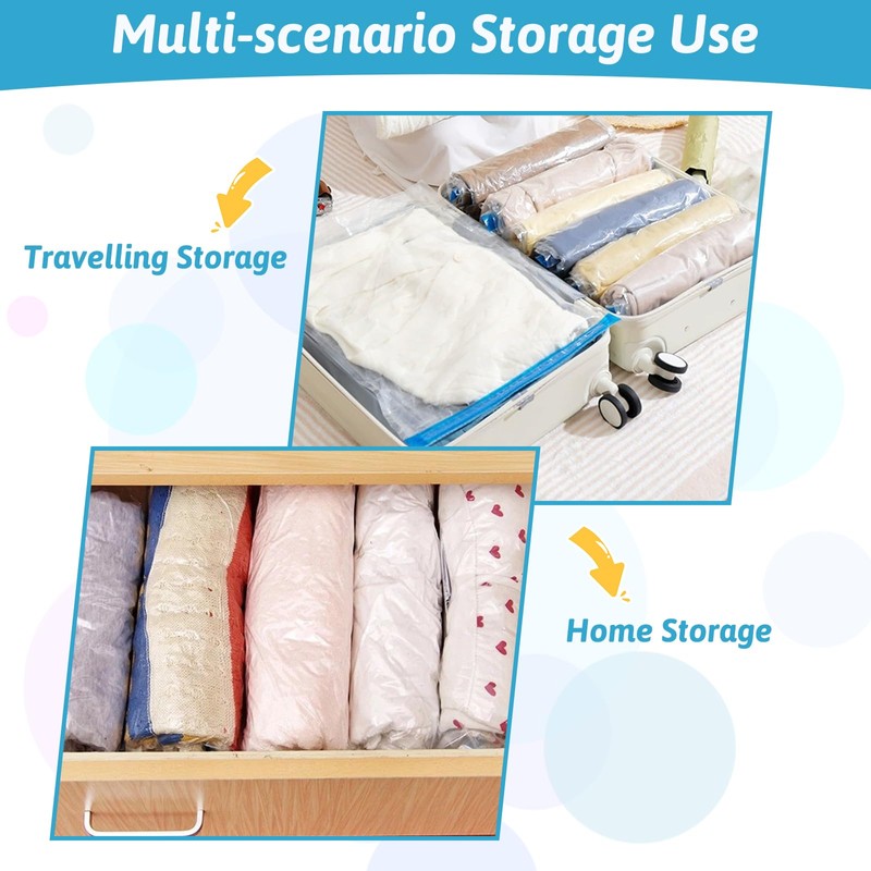 Large Vacuum Storage Bags, 6 Pack Space Saver Bags, Roll-Up