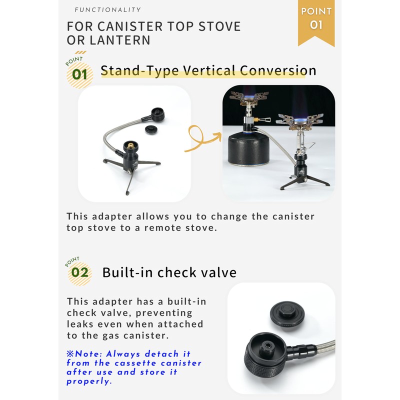 CAMPINGMOON Remote Camping Stove Hose Adapter 2 Outlets Stand Type