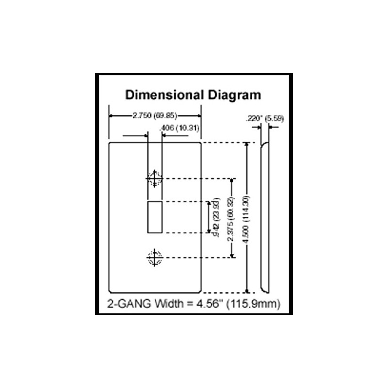Leviton 2-Gang Wallplate, 1-Toggle 1-Blank, Standard Size, Thermoplastic Nylon, 80706-GY,