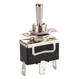 Heschen Metal Toggle Switch, C513A, SPDT, maintained, ON/OFF/ON 3 position, 15A 250VAC, 3 tab Terminal, CE
