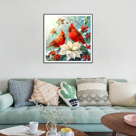 AMORARS 5D Diamond Painting Kit for Adults, Cardinal Diamond Art Beginners - DIY Full Diamond Dot Gem Art Paintings, Suitable Gifts, and Home Decoration Crafts, 12x12Inch