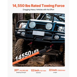 VEVOR 2-Pack Synthetic Soft Shackle, 1/2" x 22" - 44,092 lbs (20 Ton) Breaking Strength, Heavy Duty Recovery Tow Shackles with Extra Sleeves & Storage Bag for UTV,ATV,Trucks,Off-Road Vehicles,Black