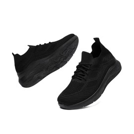 Bernal - Tenis deportivos para mujer, de malla transpirable, con cordones, ligeros, antideslizantes, para tenis, gimnasio, entrenamiento, compras, Negro2, 25.5 cm