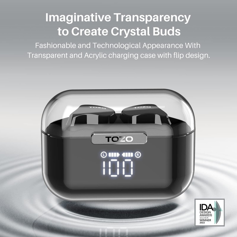 TOZO T18 Wireless Earbuds Bluetooth Headphones 5.3, IPX8 Waterproof Ear