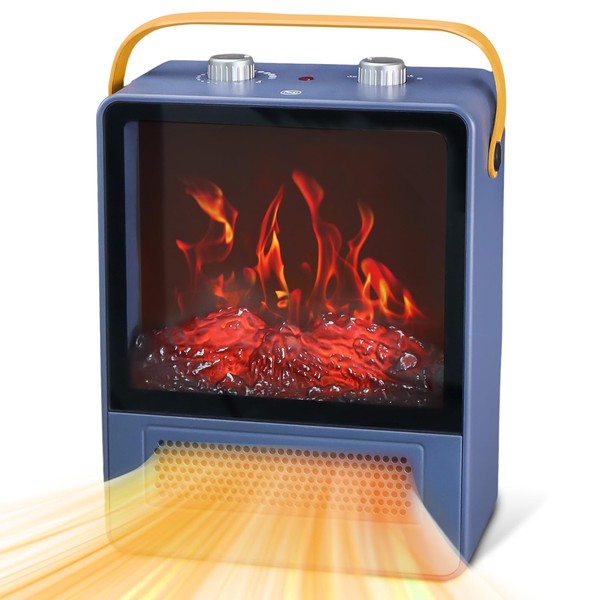 TEMPWARE Electric Fireplace Heater, 1500W Portable Space Heater, Fireplace with