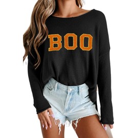 CURBODO Womens Fashion 2025 Champagne Please Graphic Long Sleeve Pullover Sweater Loose Crewneck Knitted Sweatshirt Tops