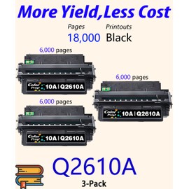 3-Pack ColorPrint Compatible Q2610A Toner Cartridge Replacement for HP 10A 2610A Q2610 2610A Used for Laser Jet 2300 2300L 2300N 2300D 2300DN 2300DTN Printers (3X Black)