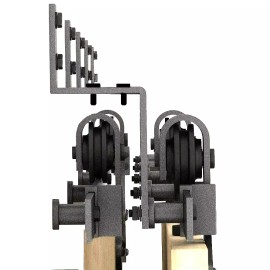 G&J 8 Packs Bypass Door Bracket Wall-Mount Black Steel for Dual Sliding Barn Door