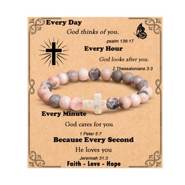 MFTRADING Christian Gifts for Women Beads Cross Bracelt Religious Jewelry Birthday Inspirational Gift Beads Bracelet
