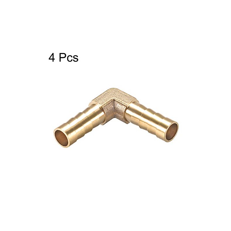 sourcing map Pack of 4 8 mm Barbed Brass 90°
