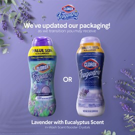 Clorox Fraganzia Laundry Scent Booster Crystals in Lavender with Eucalyptus Scent - Scented In-Wash Freshener Beads for Fresh, Clean, Great Smelling Clothes and Linens, 70 Oz - 6 Pack