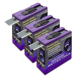 Better Tools 3G Extreme Square End Carpet Blade - 3 Pack - 100 blades/Pack - Professional 0.01” Thick Steel Replacement Blades with Safety Dispenser for Carpet Knives