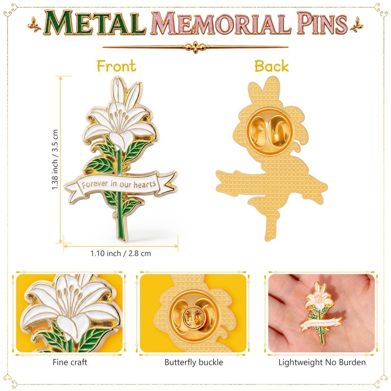 Misdary 50 Pcs Funeral Pins Bulk for Guest Forever in