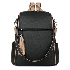 FADEON Leather Backpack Purse for Women Designer Travel Backpack Purses PU Fashion Ladies Shoulder Bag with Tassel Brown