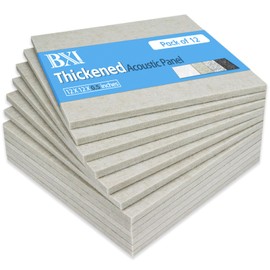 BXI Thickened Sound Absorbing Panels - 12 Pack 12 X 12 X 0.5 Inches Dense Acoustic Panels, Echo Noise Reducing Sound Panels, Tackable Studio Panels for Wall and Ceiling Acoustic Treatment