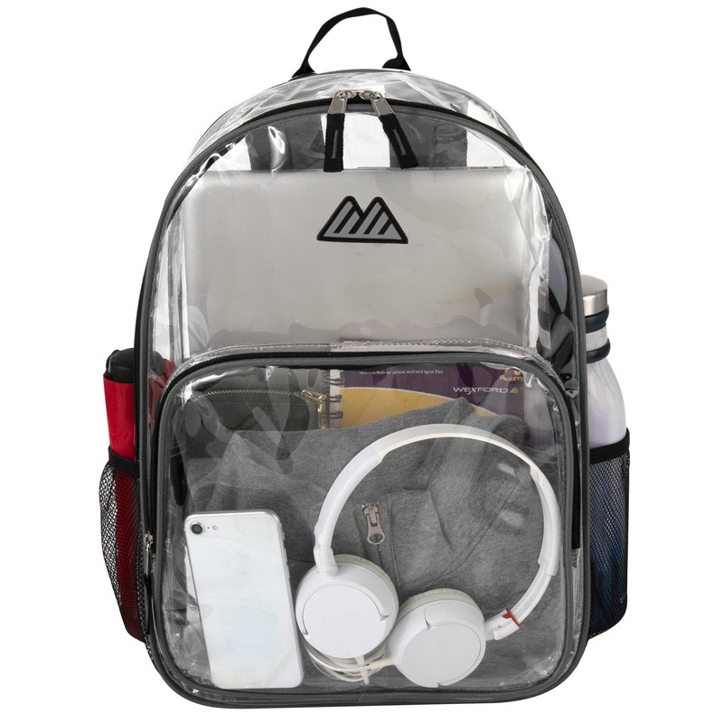 Summit Ridge Waterproof Clear Backpack with Water Bottle Holder Stadium