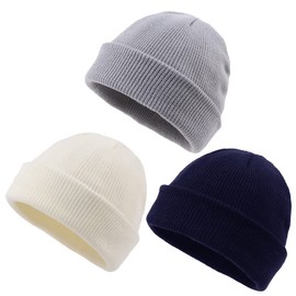 PEECABE Kids Knit Hat Winter Baby Beanie for Toddler Boys Girls Beanies Plain Warm Infant Snow Skull Caps for Boys Girls 0-5 Years (3PCS-C, 6-24 Months)