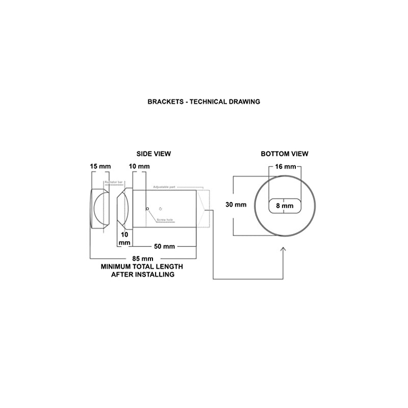 Two Single Chrome Brackets for Towel Rail Radiator Curved or