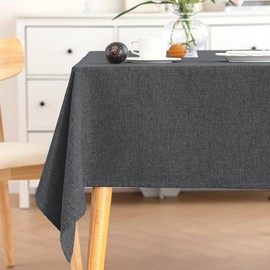 AMFUN Linen Look Tablecloth, Washable, Grey Tablecloths, 160 x 130 cm, Wipe-Clean Tablecloth for Living Room, Dining Room, Balcony, Garden