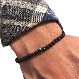 Evil Eye Bracelet for Women Good Luck Bracelet Evil Eye Charm Bracelet Natural Stone Beaded Bracelet Evil Eye Bracelet String Healing Crystal Braceletf for Men Inspirational Bracelet Jewelry Gifts
