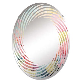 The Expressive Barrier of the Coral Reef V - Coastal Coral Under Water Spiral Animals - 20x30 Inches - Oval Wall Mirror For Bathroom, Bedroom, Entryway, Living Room, Vanity Room and Modern Décor